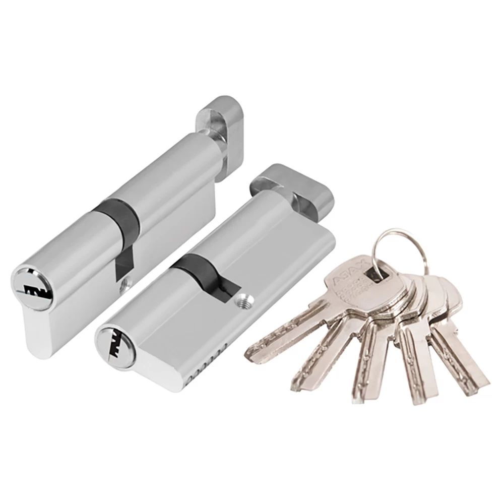 Фото Цилиндровый механизм (AX202/90) AX2002Knob90 (40+10+40) CP хром с вертушкой