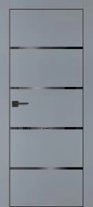 Межкомнатная дверь PX-17 черная кромка с 4-х ст. Серый матовый