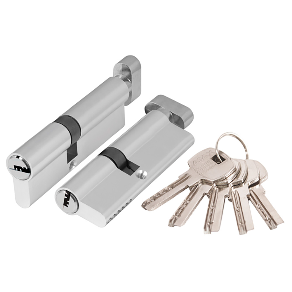 Фото Цилиндровый механизм (AX202/70) AX2002Knob70 (30+10+30) CP хром с вертушкой