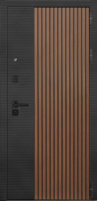 Входная дверь Модель L - 48 Прямая (16мм, беленый дуб) внешняя сторона